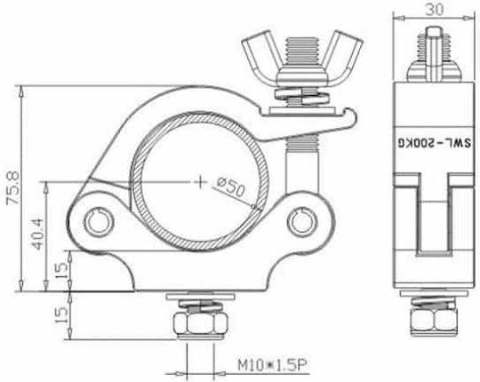 Stand4me Bracket Clamp Lights Up To 200kg 50mm Black