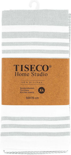 Tiseco Tiseco Küchentuch aus 100% Baumwolle in Grau Farbe 50x70cm 4 Stück