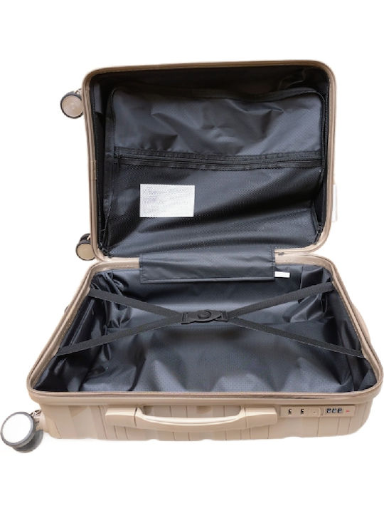 My Shoe Fashion Cabin Hard Beige Suitcase with 4 Wheels Height 55cm