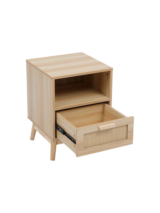 Bedside Table Scandy Wooden Beige 40x39.5x55cm