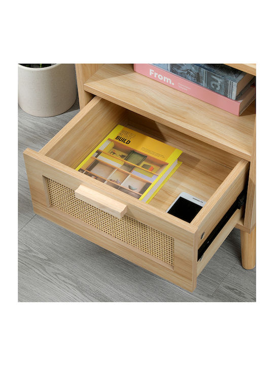 Bedside Table Scandy Wooden Beige 40x39.5x55cm