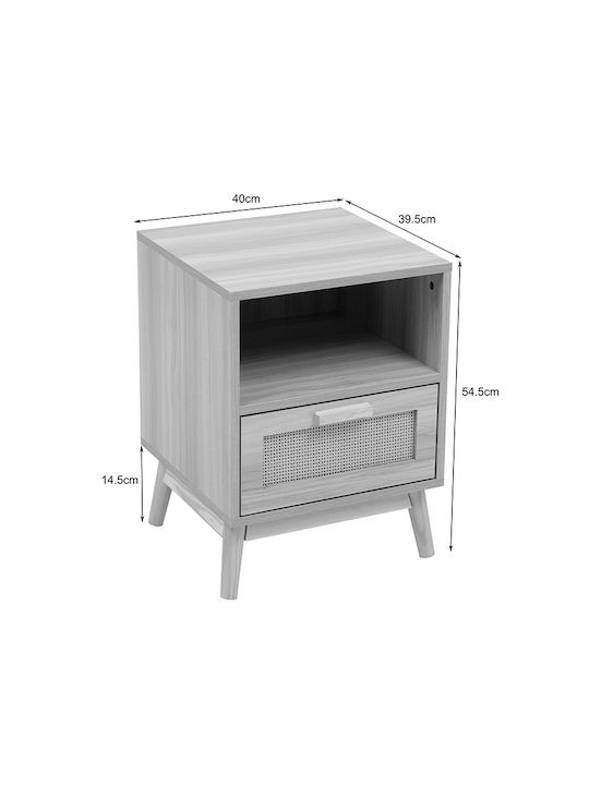 Bedside Table Scandy Wooden Beige 40x39.5x55cm