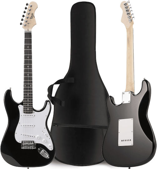 V-tone Eg 39 Bk Електрическа Китара 4/4 Stratocaster 39” SSS Капак Колан Кабел Jack-jack Тунер Перца Струни Лост За Тремоло Шестограми Комплект