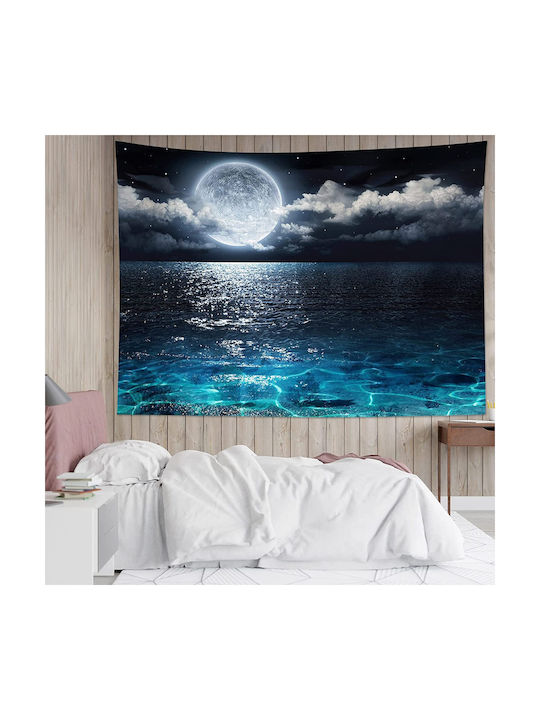FRIPIA FRIPIA Wandbehang Nachtblaues Meereslandschaft Handgefertigt aus Stoff 150x130cm