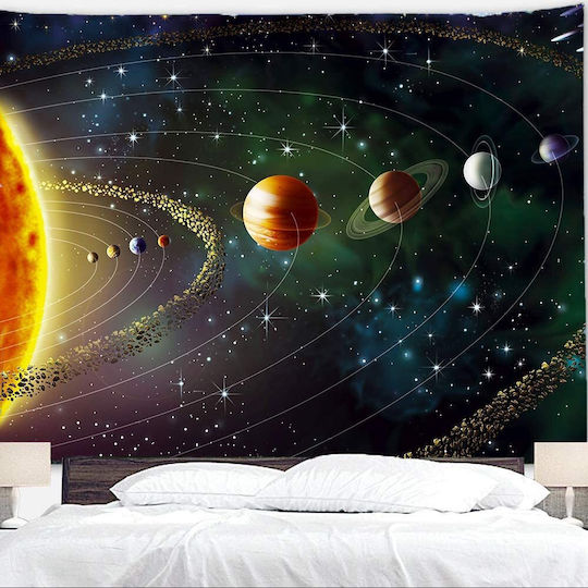 FRIPIA Decorative Tapestry Solar System with Planets and Stars Handmade Made of Fabric 150x130cm