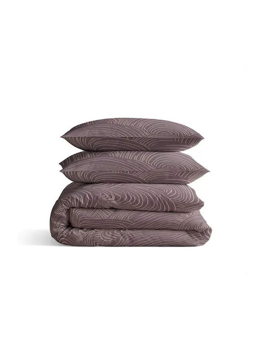 Sleeptime Set Huse Pentru Pilote 100% Bumbac 200x220cm Dublu Cu 2 Fețe De Pernă Violet