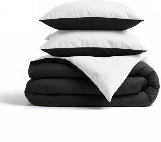 Sleep Time Set Huse Pentru Pilote 240x220cm Superdublu Cu 2 Fețe De Pernă Alb Negru