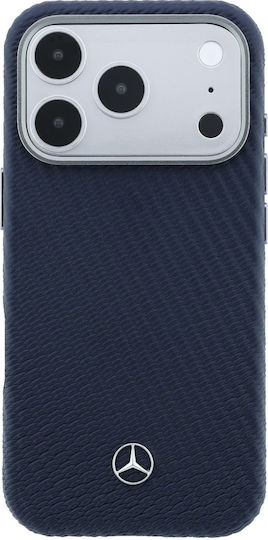 Mercedes-Benz Wood Back Cover Δερμάτινο / Πλαστικό Navy Μπλε (iPhone 17 Pro)