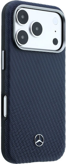 Mercedes-Benz Wood Back Cover Δερμάτινο / Πλαστικό Navy Μπλε (iPhone 17 Pro)