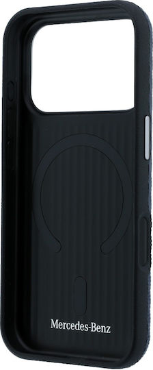 Mercedes-Benz Wood Back Cover Δερμάτινο / Πλαστικό Navy Μπλε (iPhone 17 Pro)