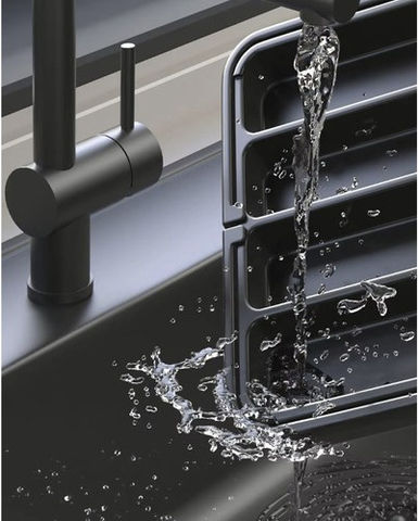 Ruhhy Opening Plastic Drawer Cutlery Tray 44.5x36.5cm Black