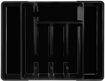 Ruhhy Opening Plastic Drawer Cutlery Tray 44.5x36.5cm Black