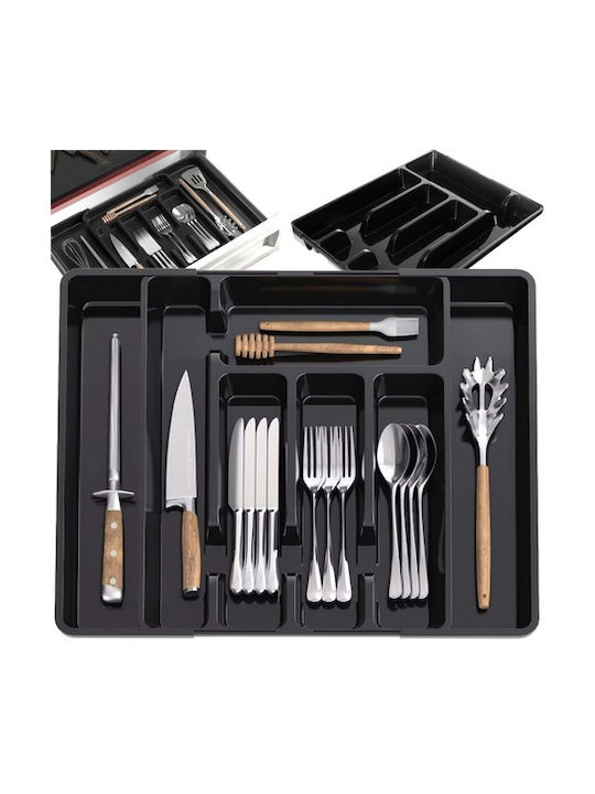 Ruhhy Tăvi pentru tacâmuri de sertar Rabătabilă Plastică 44.5x36.5cm Neagră