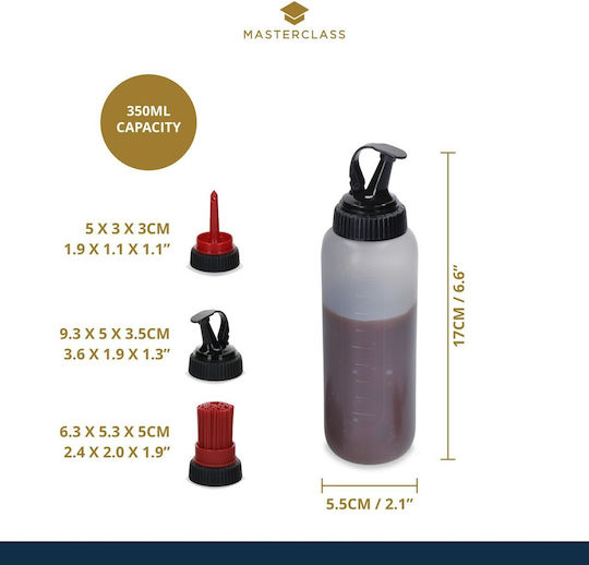 Μπουκάλι Σάλτσας 3 Εναλλάξιμα Άκρα 350 Ml Πλαστικό Masterclass