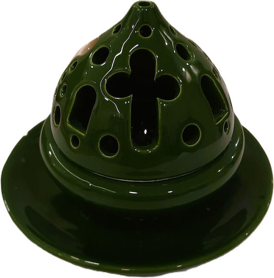 Ceramic Vigil Oil Lamp Dome Green Candle Cup Dimensions Diameter × Height 15 × 11.5 Cm Cup Depth 4 Cm