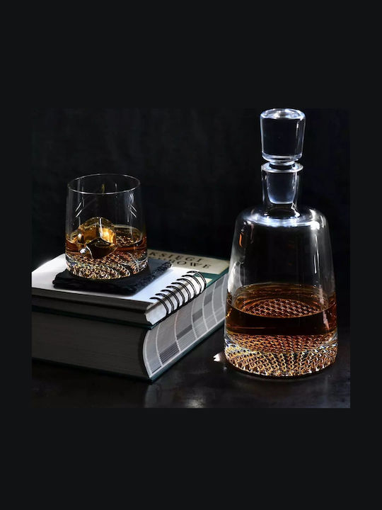 Krosno Crystal Whiskey Serving Decanter with Stopper and Transparent Glasses 950ml 7 Pieces