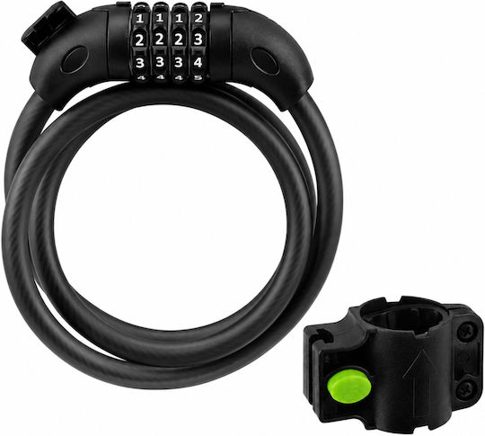 Bicycle Lock Zola 4-digit Code 120 Cm 13.5 Mm Thickness Mounting Bracket Steel Plastic Black