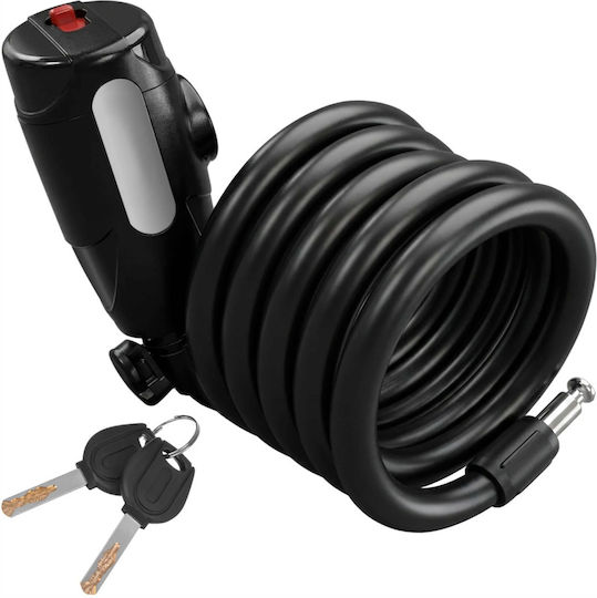 Bicycle Lock Key Zola 150 Cm Spiral Cable 12 Mm Thickness Pvc Coating Uv Resistant Ipx5 Black