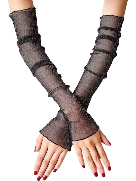 Schwarze Damen Handschuhe Berührung mit Fingerlos