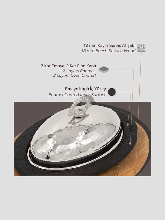 Lava Servierplatte Oval Hölzernes Silber 28x20cm