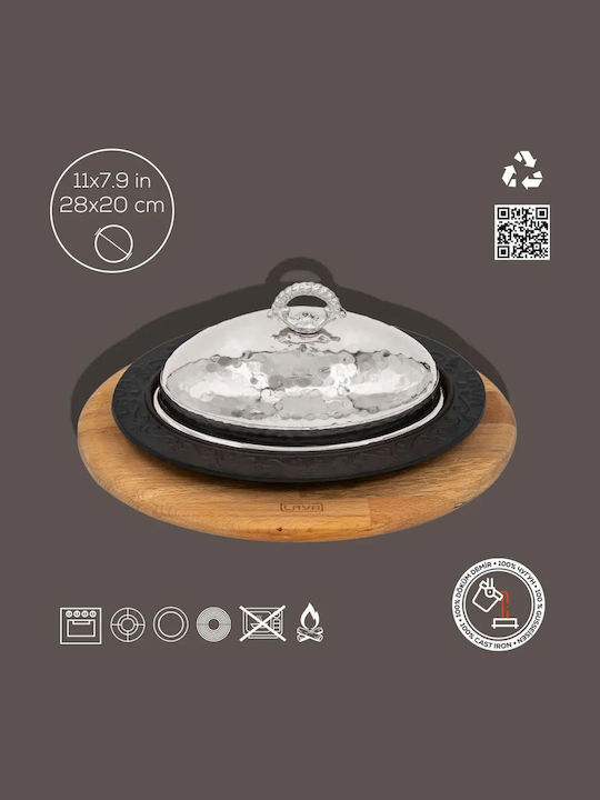 Lava Servierplatte Oval Hölzernes Silber 28x20cm