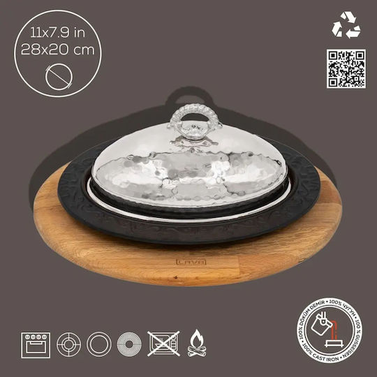 Lava Servierplatte Oval Hölzernes Silber 28x20cm
