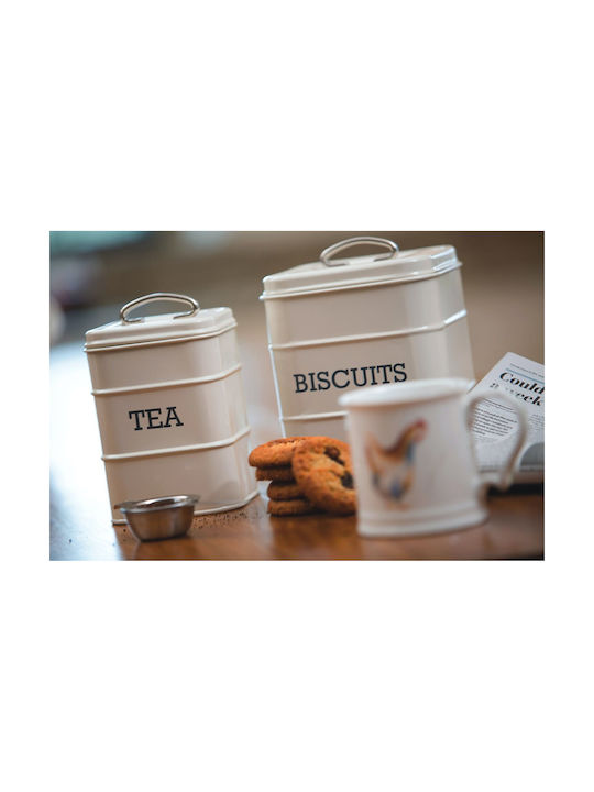 Kitchen Craft Κουτί για Τσάι με Καπάκι Μεταλλικό Μπεζ 11x11x17cm