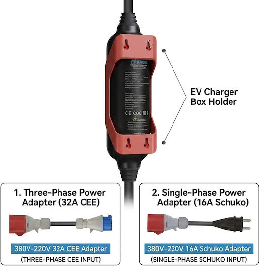 Khons G2Y-KHONS-PE-3P-32A Portable Three-Phase Charging Station 22kW with Built-in Type 2 Cable (8858584)