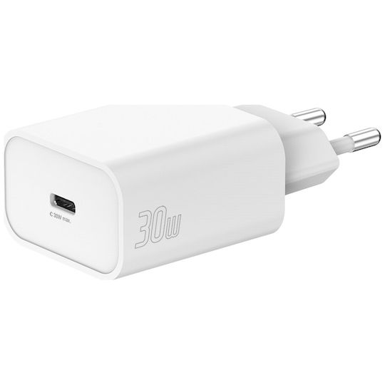 4Smarts Φορτιστής με Θύρα USB-C και Καλώδιο USB-C - USB-C 30W Power Delivery Λευκός (VoltPlug)