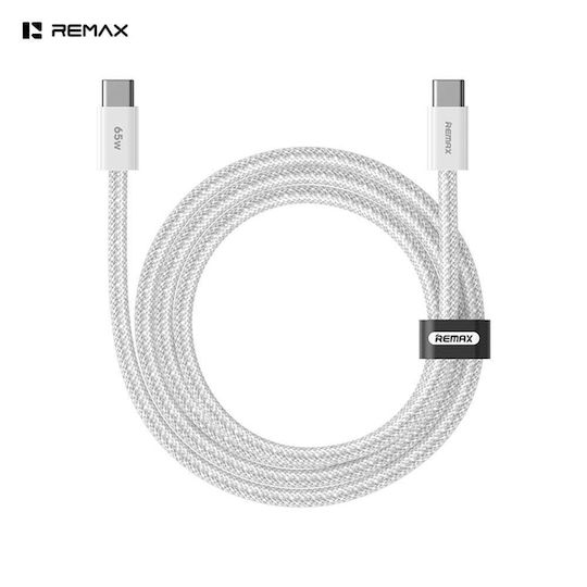 Remax GaN Charger with USB-A Port and 2 USB-C Ports and USB-C to USB-C Cable 65W Power Delivery Quick Charge 3.0 White (CA-20)