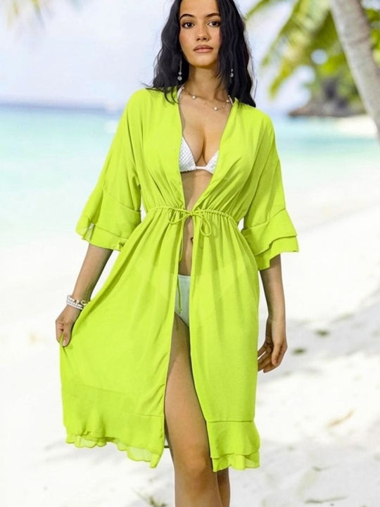 Îmbrăcăminte De Plajă Pentru Femei Caftan Galben