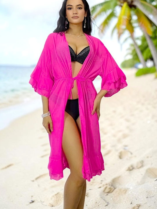 Damen Kaftan Für Strand Fuchsia