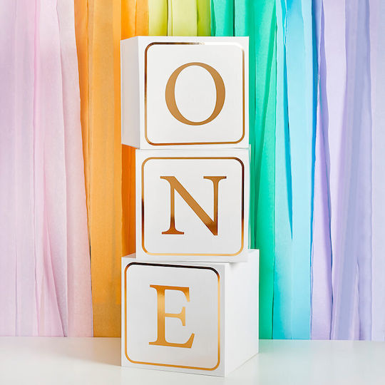 Ηοοτυballoo Bauklötze Bauklötze "ONE" Weiße mit Goldenen Buchstaben 3 Stück