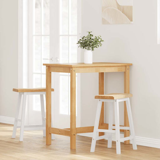 Bar Wooden White Stools 2 Pieces 44.5x35x60cm