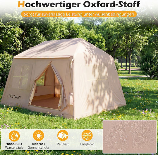 Costway Inflatable Camping Tent Beige for 6 People 183x213x253cm