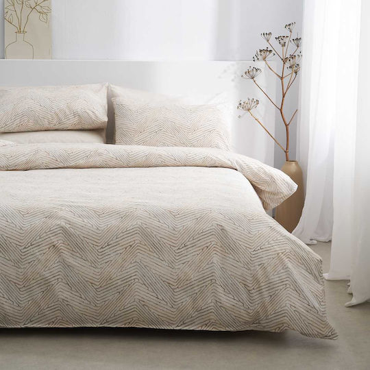 Vesta Home Ariadni Bed Sheets Set Double 200x270cm Beige 4 Pieces