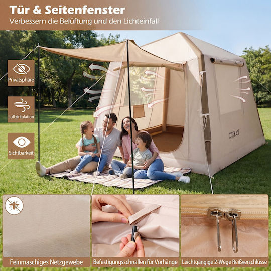Costway Inflatable Camping Tent Inflatable Beige 180x210x210cm