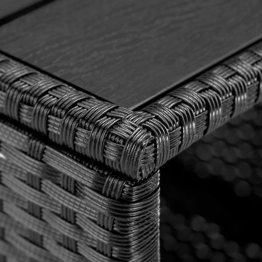 Τραπέζι για Μικρούς Εξωτερικούς Χώρους Rattan με Ξύλινη Επιφάνεια Black 45x45x40εκ.