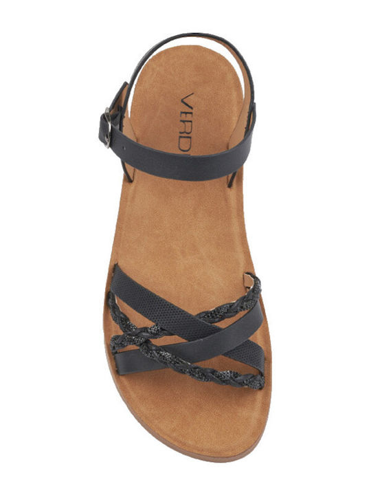 Damen Flache Schwarze Sandalen