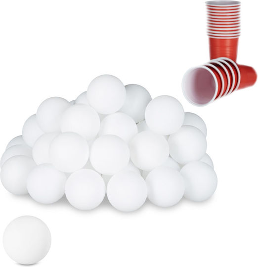 Relaxdays Set 48x Bile de Ping-Pong Albe 10x17.5x30 Cm