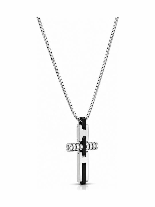 Rosso Amante Herren Kreuz aus Stahl mit Kette