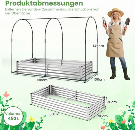 Costway Ghiveci de Flori Metalic Argintiu 145x100x180cm