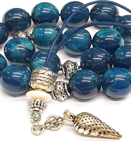 Roloi Komboloi Worry Beads with 17 Beads Made of Mastic Length 29cm Blue