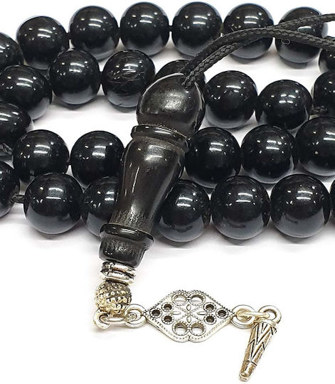 Roloi Komboloi Worry Beads with 33 Beads Made of Resin Length 34cm Black