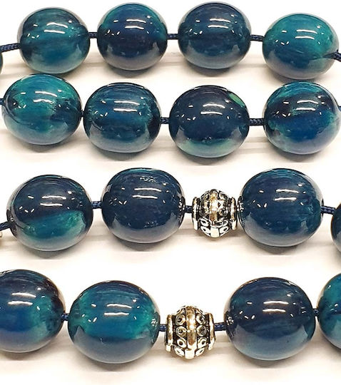 Roloi Komboloi Worry Beads with 17 Beads Made of Mastic Length 29cm Blue