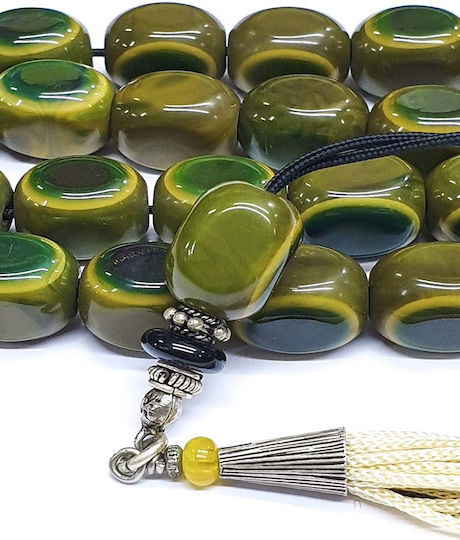 Roloi Komboloi Worry Beads with 25 Beads Made of Mastic Length 38cm Green