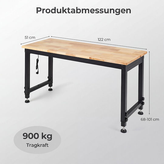 Costway Metal Workbench Load Capacity 900kg 101x51x122cm with Back Panel TL35855DE-NA