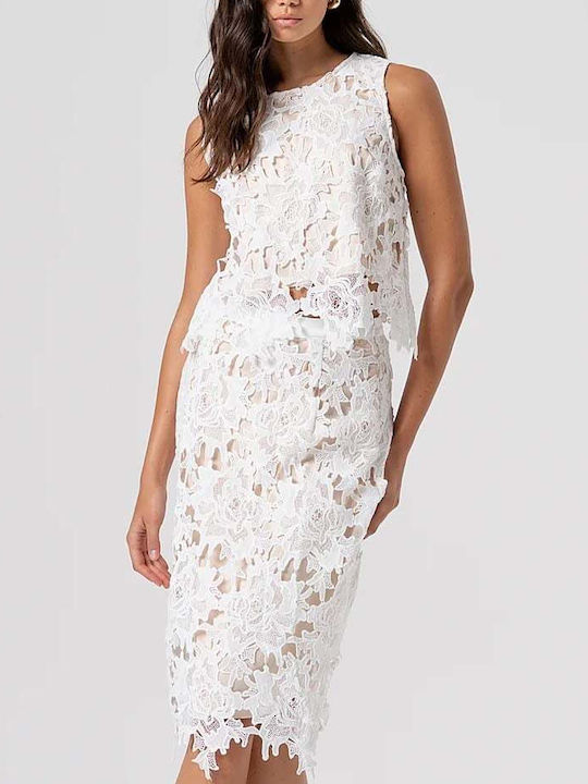 Damen Bluse Ärmellos Weiß