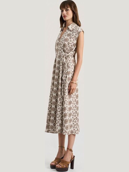 Sommer Midi Damenkleid Wickel Beiges