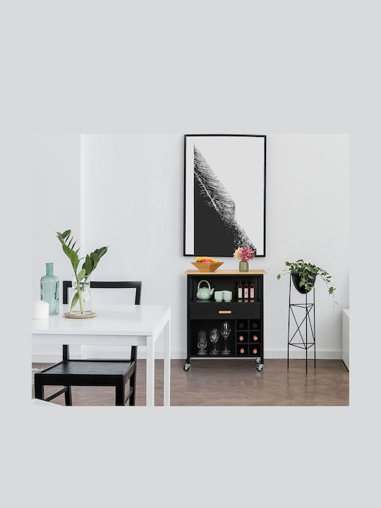 Relaxdays Cavă de Băuturi cu Picioare cu Roți Albă 80x35x65cm